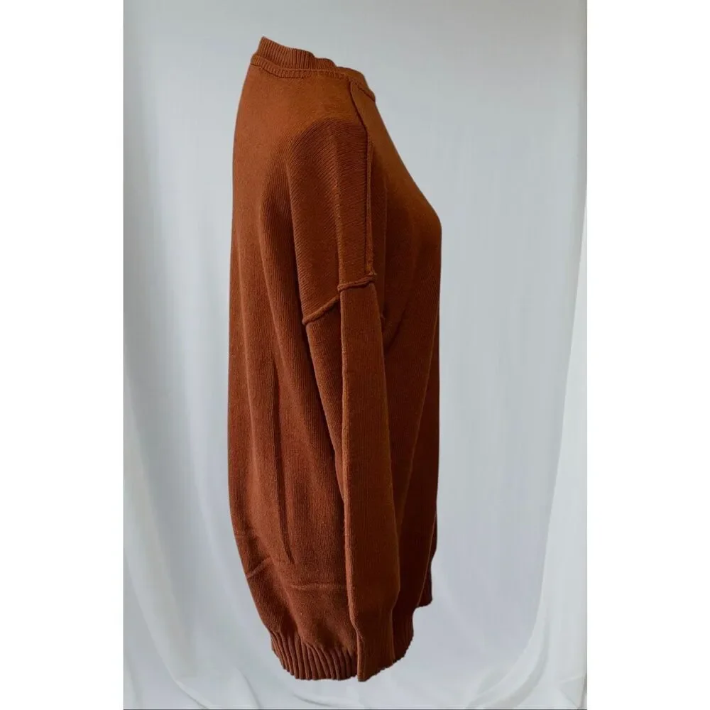 143 Story Women's Size Medium Cinnamon Brown-Red Soft Knit Sweater Dress